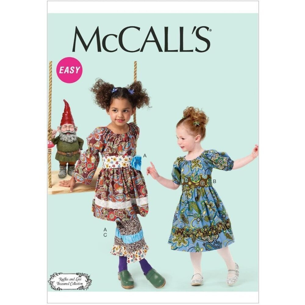 McCall's Sewing Pattern 6594 Girls Tunic Dresses‎ Belts Pants Size 2-5